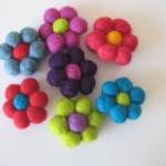 Felt Ball Flower Brooches