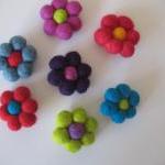 Felt Ball Flower Brooches