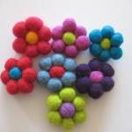 Felt Ball Flower Brooches