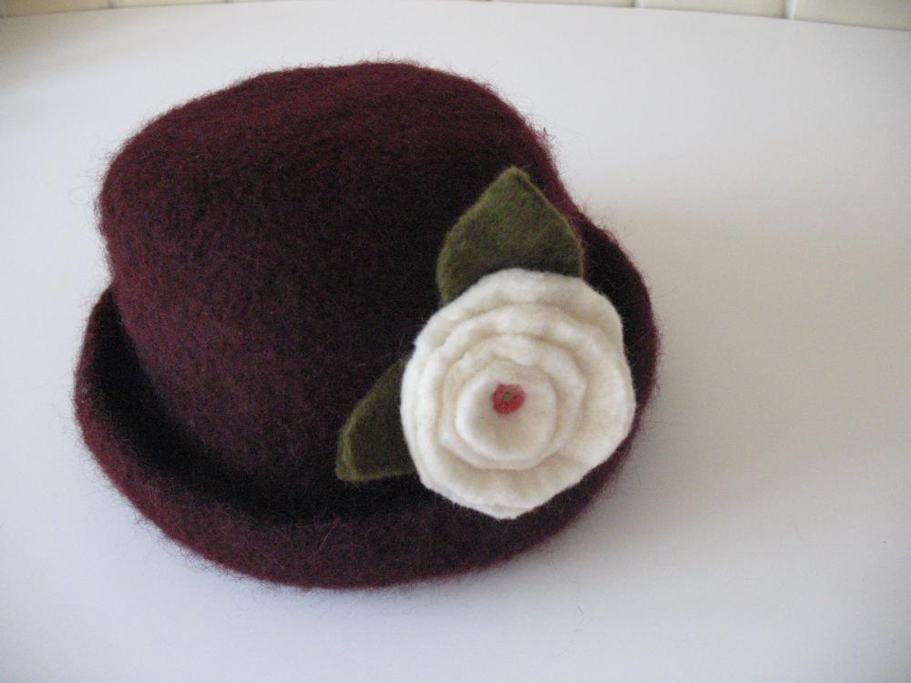 Chocolate Brown knitted Felt Hat
